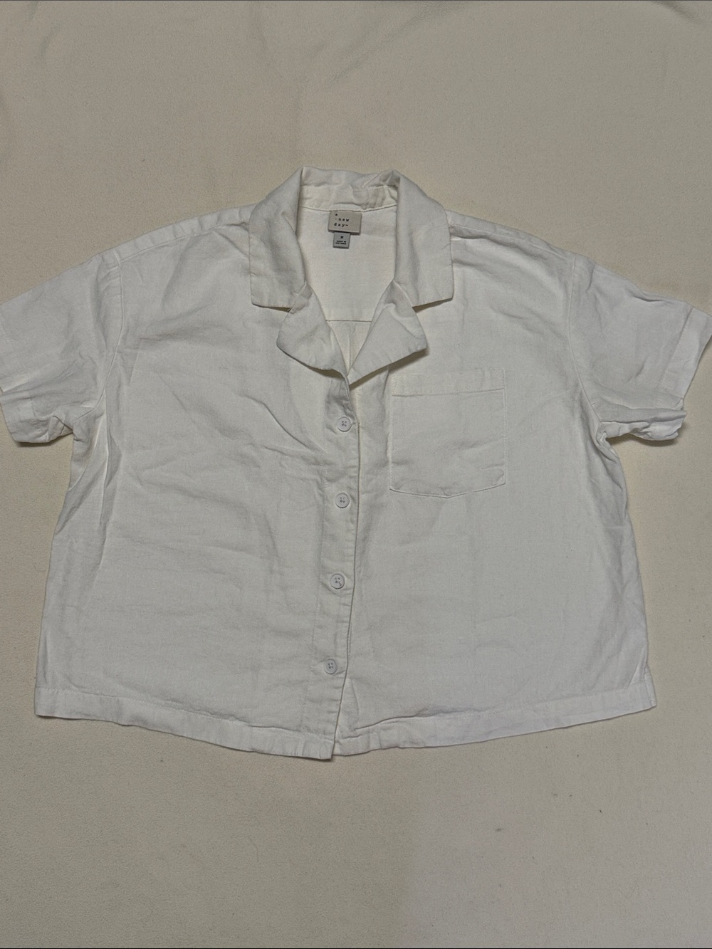 A New Day  White Boxy Button-Up Shirt